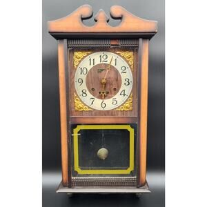 Vintage Centurion 35‑Day Regulator Clock* Korea Wood Case Brass Pendulum Key